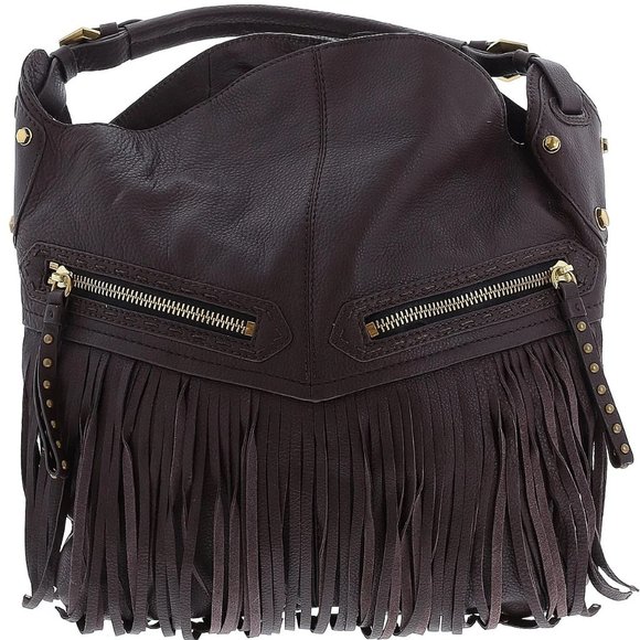💋STUNNING💋  GENUINE LEATHER BRISTOL FRINGE HOBO BAG in BROWN - Picture 14 of 14